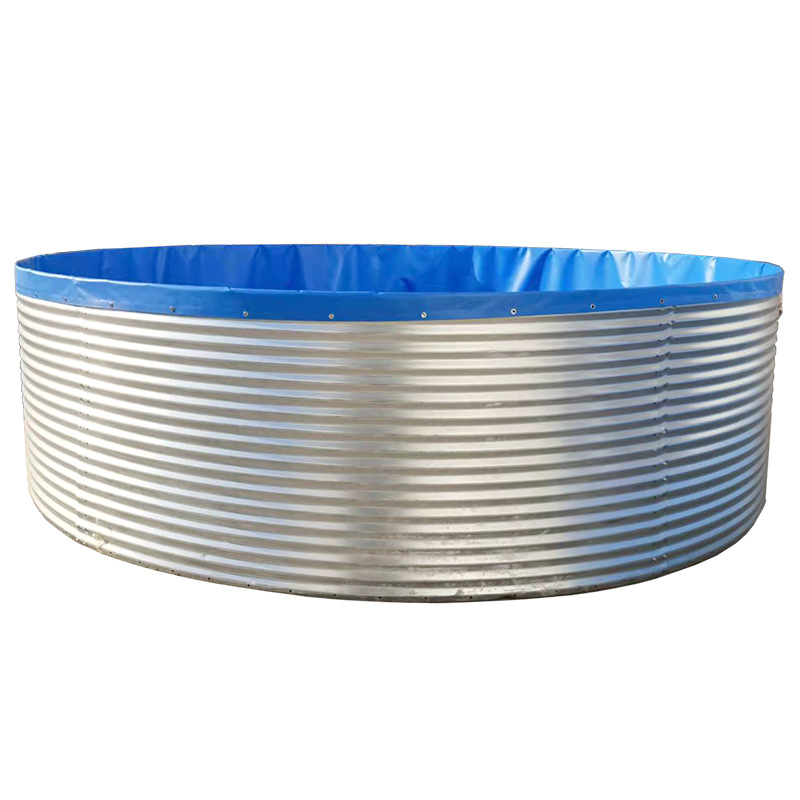 Tanque australiano circular de chapa galvanizada con lona azul